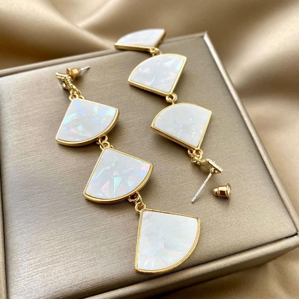 Длинные серьги из серебра 925 пробы в форме веера с ракушкой: Трендовые японские и корейские стили знаменитостей, универсальные подвески