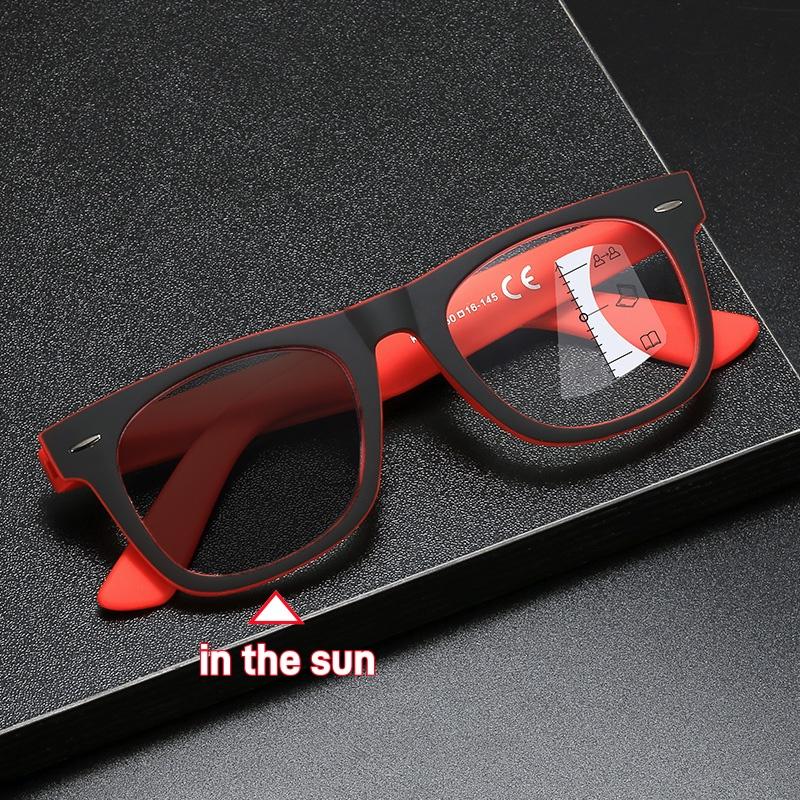 Модные квадратные мультифокальные фотохромные очки с защитой от синего света для пресбиопии, унисекс, ретро, большие, для чтения