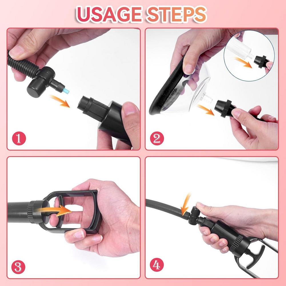 Женская взрослая ручная вакуумная помпа, ингалятор для клитора и влагалища, массажер для груди, стимулятор сосков, увеличенная крышка для ручной помпы