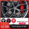 Автомобильная наклейка Tesla 4 штуки 56 мм Центральные колпачки ступицы колеса для Tesla Model 3 Model Y Накладка значка Колпачки ступицы для Tesla Model Y X S 2023 Автомобиль