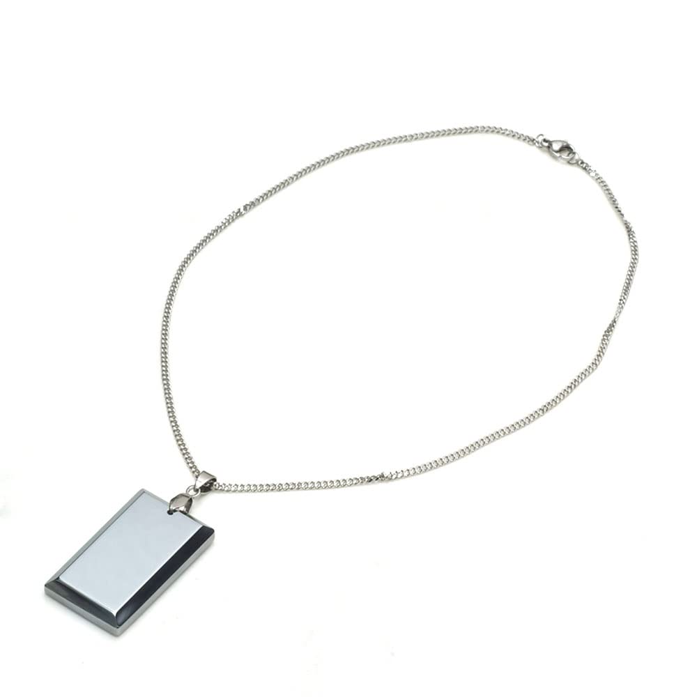 Terahertz Necklace with Square Cut Raw Stone Ultra Far Infrared Rays Healthy Circumference [OVER-9] Chain [Neck Approx. 60cm]