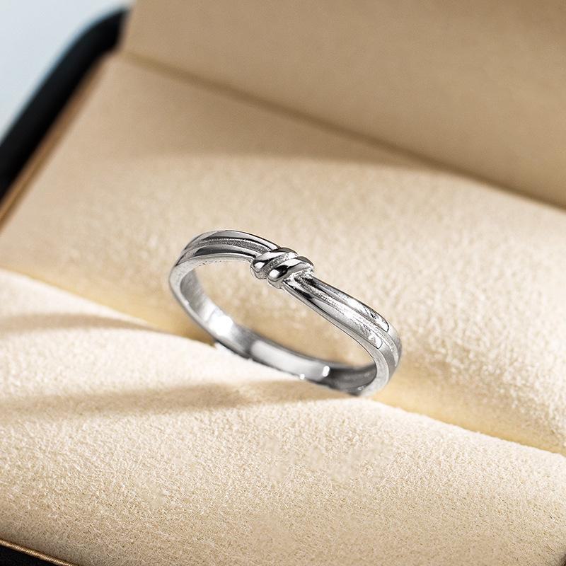 Кольца для пар Banyan Tree S925 с глянцевым узором «крест-накрест» на День святого Валентина