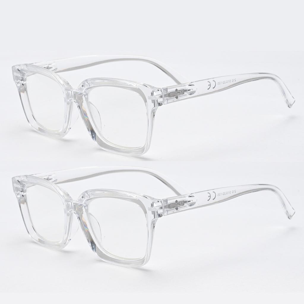 3 In 1 2PCS Progressive Multifocal Anti Blue Light Glasses Retro Fashion Square Glasses Oversize Frame Eyeglasses +1.0 To +3.0