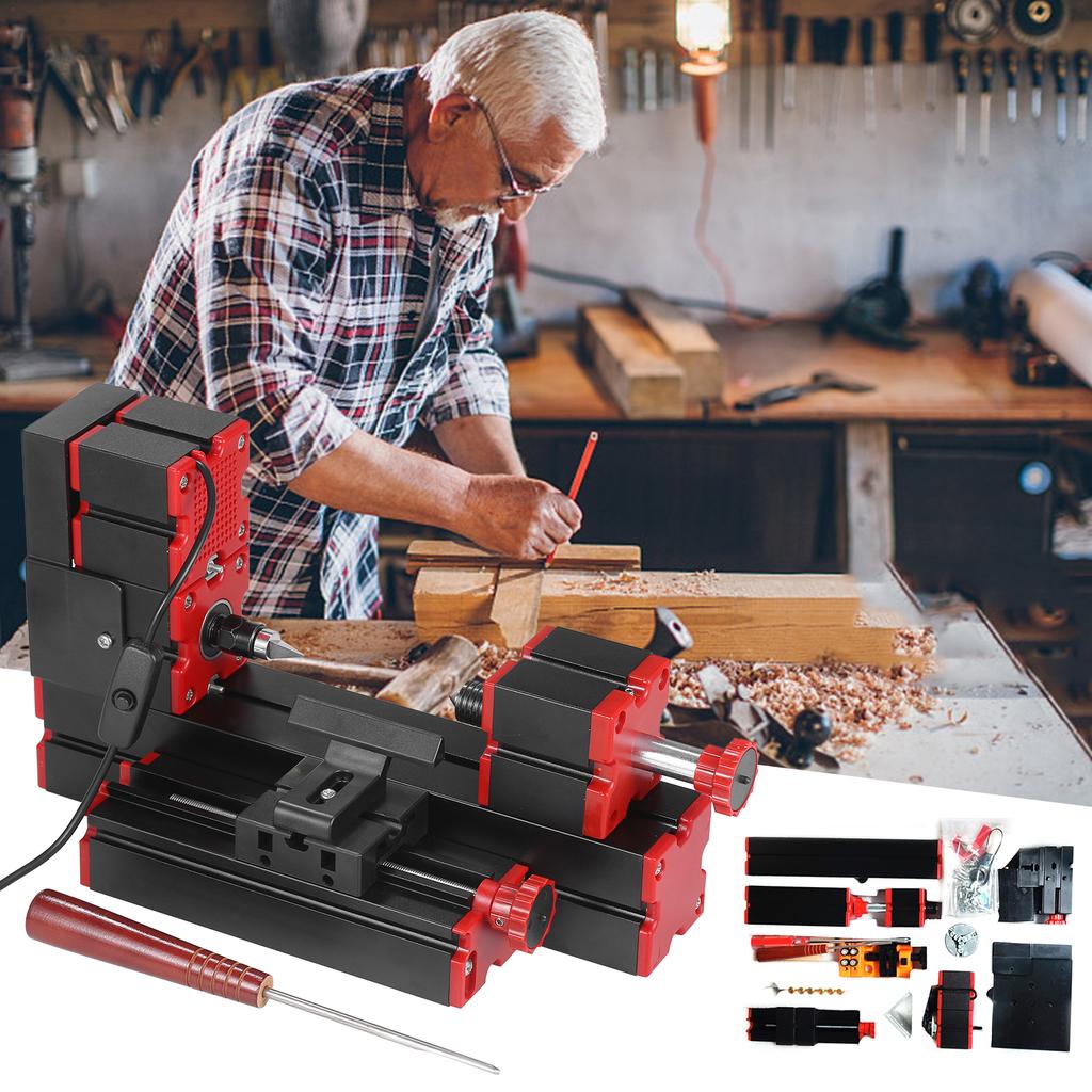 Мини-токарный станок 9 в 1 DIY Многофункциональный моторизованный трансформатор Многоцелевой станок Лобзик-шлифовальный станок