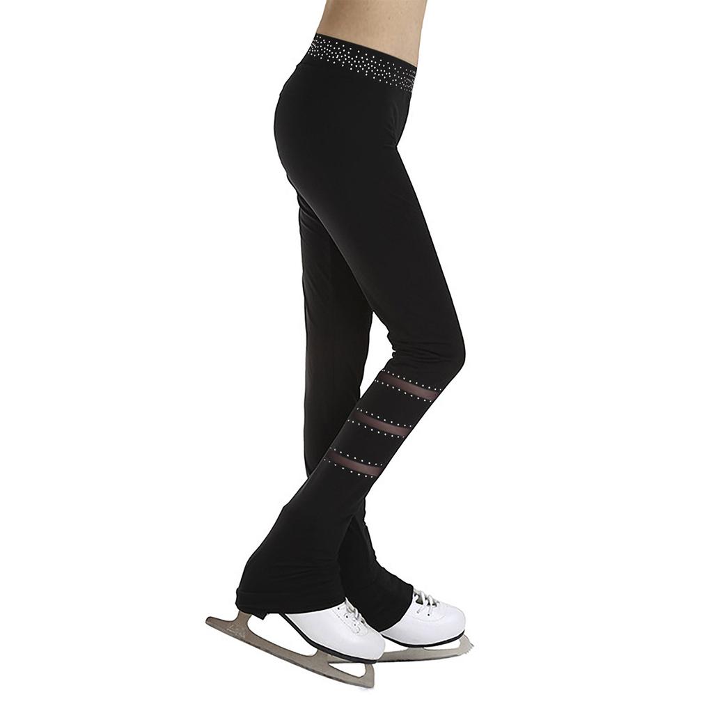 Kids Girls Ice Figure Skating Practice Long Pants Tights Trousers Rhinestones Child Skating Leggings