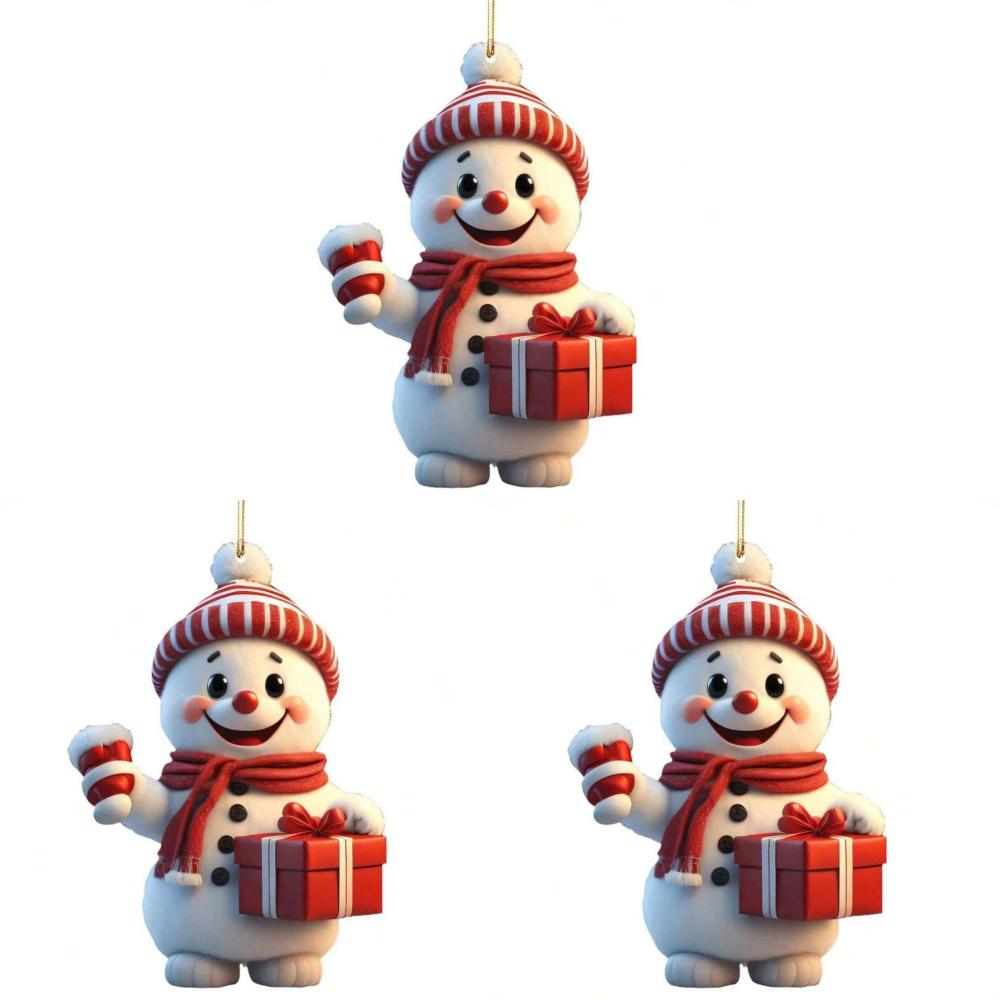 1/3/5PCS Christmas 2D Acrylic Cartoon Car Haning Pendants Xmas Santa Claus Snowman Ornaments Cute Christmas Tree Hangings Decor