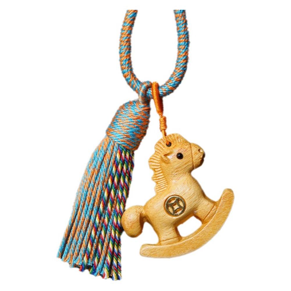 Wooden Mobile Phone Chain Traditional Zodiac Key Ring Neck Pendant Horse Pendant Year of The Horse