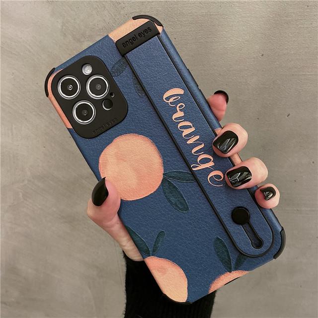 Мягкий ремешок-держатель для телефона, чехол для Iphone 11 12 13 Pro Xs Max X Xr 7 8 Plus, противоударный чехол с милым персиком и клубникой