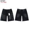 2026 Mens Denim Shorts Heavyweight Star Rhinestone Straight Leg Streetwear