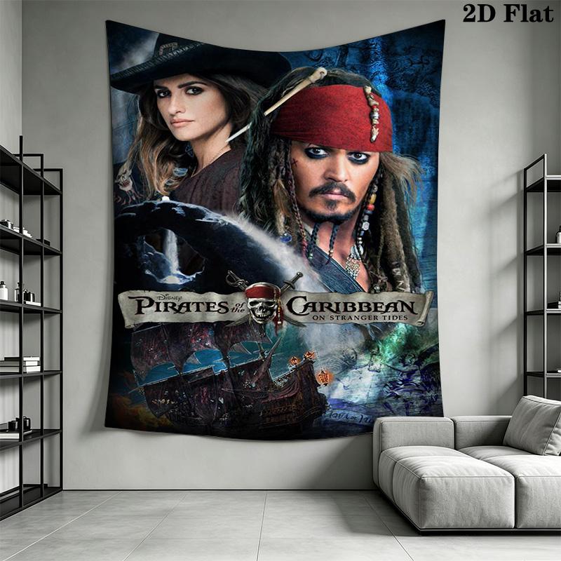 Pirates Caribbean Dead Man'S Chest Tapestry Fashion Print Wallmounted Atmospheric Background Cloth Background Cloth Homestay Soft Decoration Tapestry