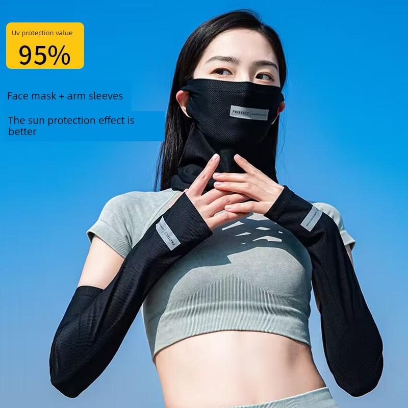Summer Ice Silk Sun Protection Mask for Men and Women, Anti-Uv Face Mask, Face Veil, Neck Protector, Scarf, Face Towel