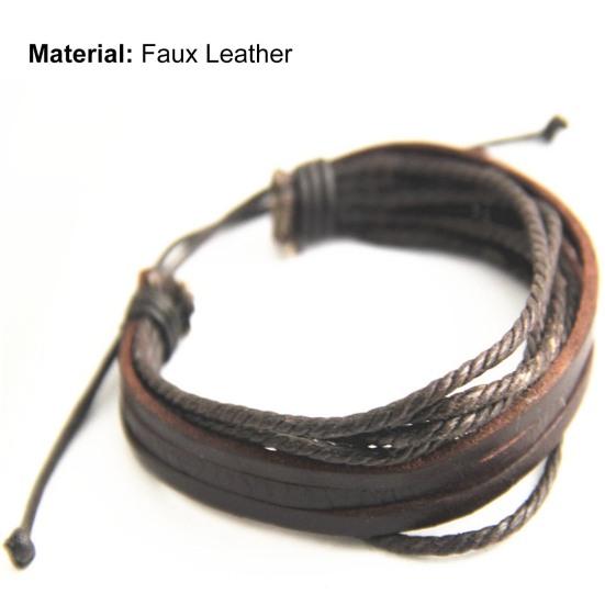 Мужской браслет, винтажный многослойный мужской браслет из искусственной кожи, универсальный мужской браслет