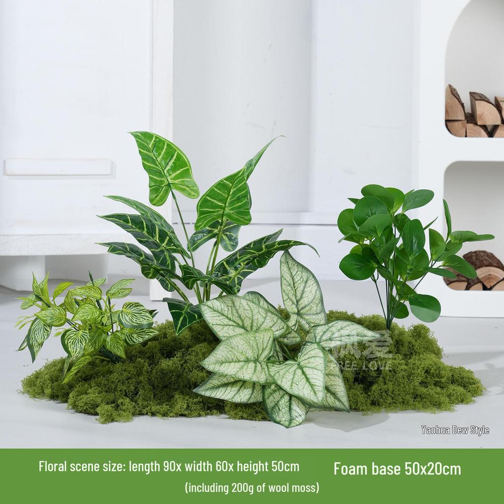 Luxury Faux Green Plant and Flower Decor - Indoor Moss and Grass Clusters for Elegant Landscaping.