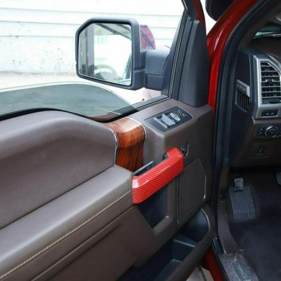 4pcs Inner Door Handle Decoration Cover Trim for Ford F150 15+ Red Carbon Fiber