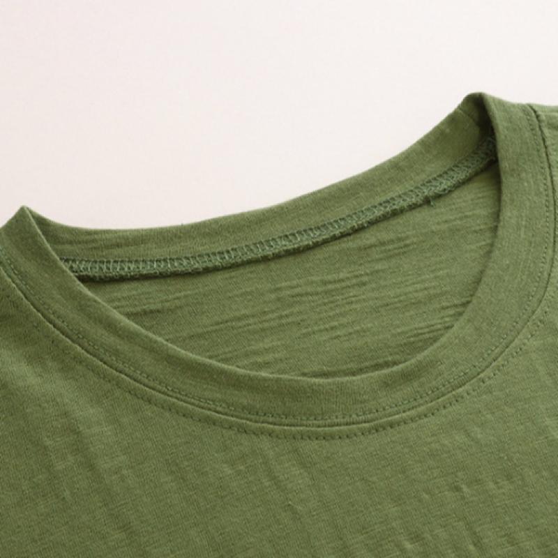 Shop Women Loose FiT Slub CoTTon Round T shirT musTard Dai Wsh 1549