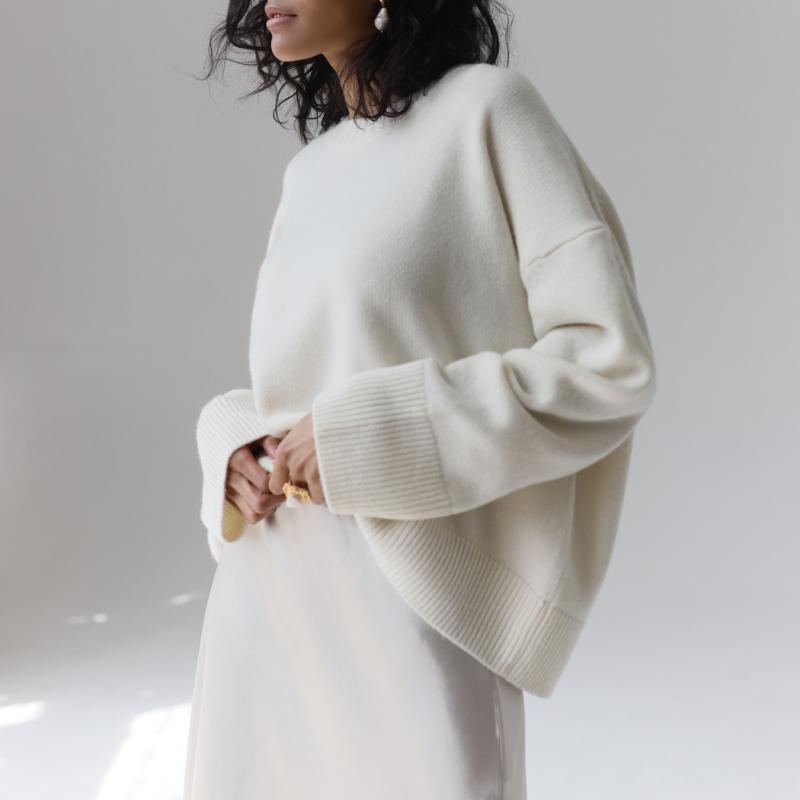 Корейский осенне-зимний свитер, женский вязаный джемпер с круглым вырезом, свободные топы с длинными рукавами, женский пуловер, теплые женские свитера