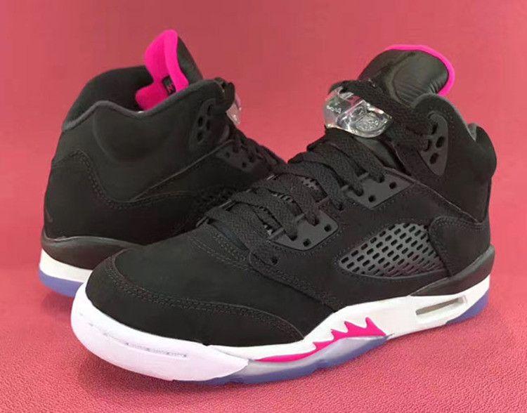 Kids' Sneakers Nike Jordan 5 Retro Black Deadly Pink (GS) Black/Black-Deadly Pink-White