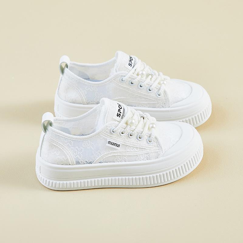 Новые летние белые туфли для студенток с толстой подошвой, усиленной сеткой, дышащие, повседневные, уличные