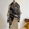 New jacquard landscape painting imitation cashmere scarf women's air-conditioned room shawl autumn and winter thickened warm long scarf