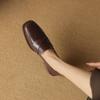 Krazing Pot Cow Leather Square Toe Thick Med Heels Spring Shoes Loafers Oxford Shoes Daily Wear Women Pumps