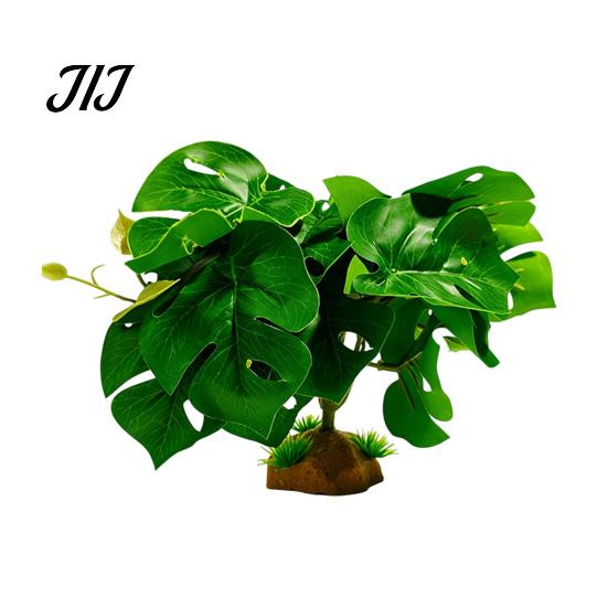 Terrarium Greenery Decor Artificial Reptile Plant, Waterproof PVC Simulation with Weighted Base, Habitat for Geckos Lizards Spiders And Scorpions