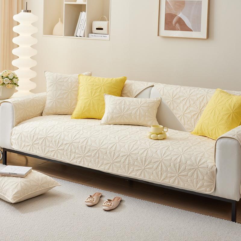 Sofa Cushion Four Seasons Universal Cotton Cream Wind Fabric Living Room Non-Slip Simple Modern Sofa Cover Cover Back Towel