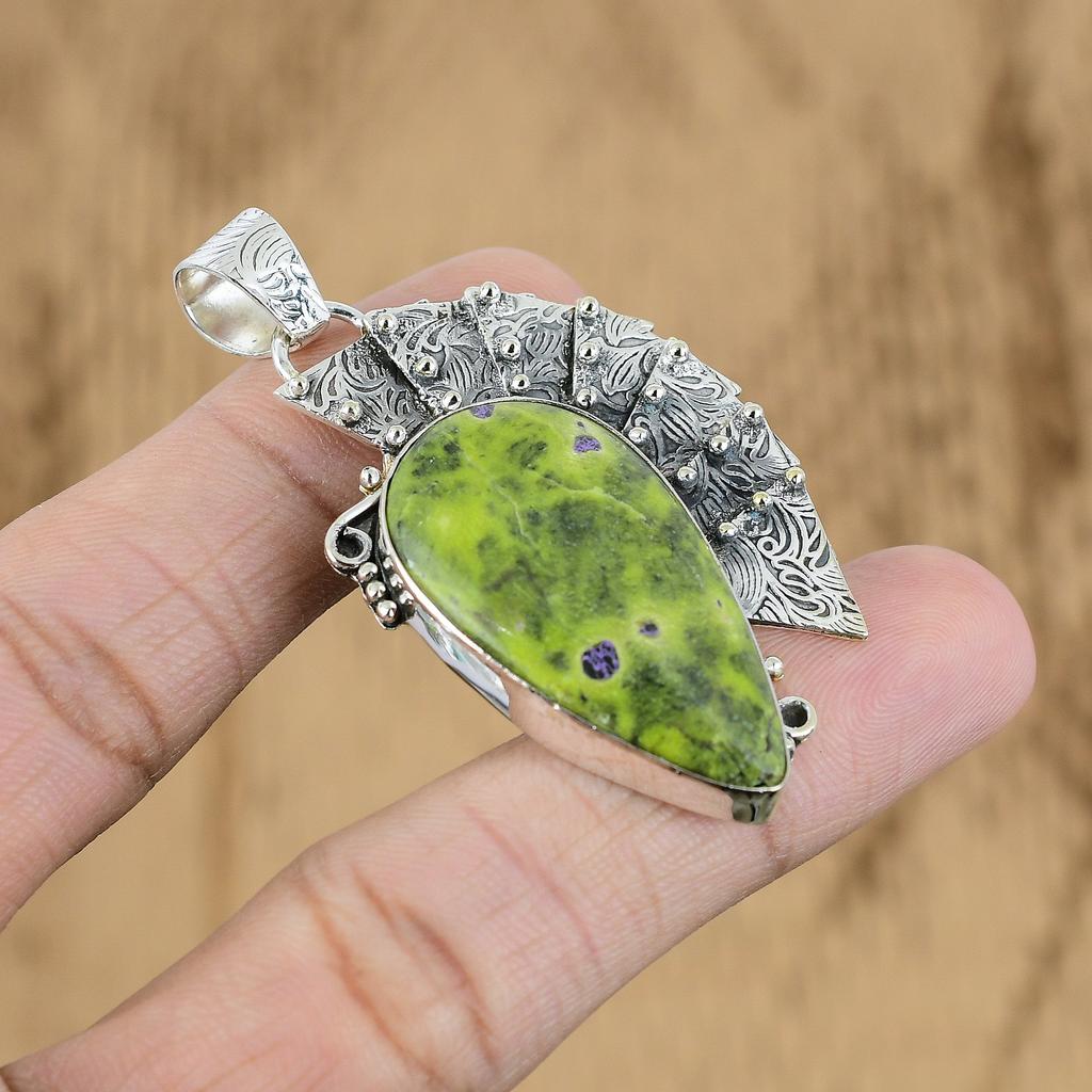 Natural Stichtite Gemstone Pendant 925 Sterling Silver Indian Jewelry For Girls