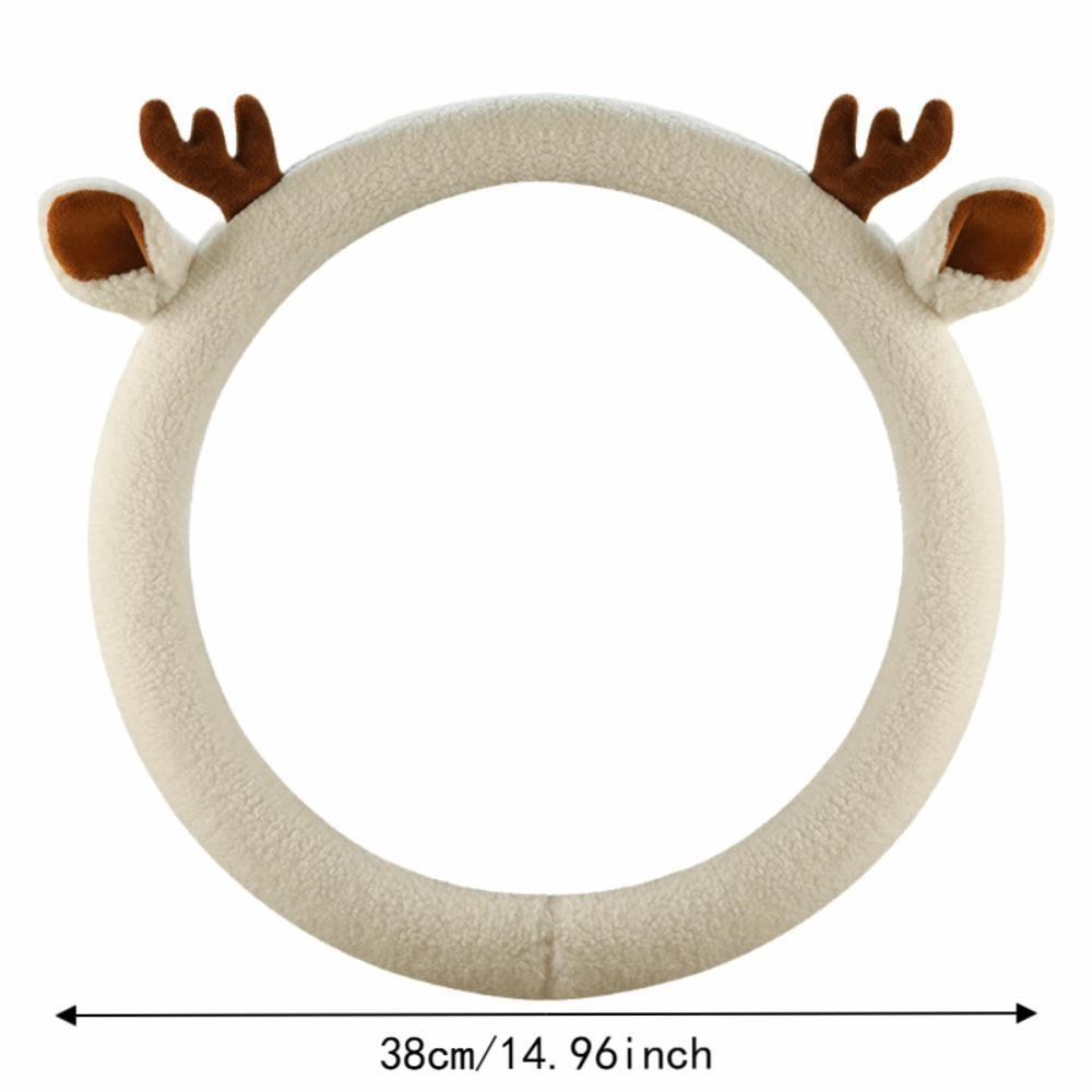 Warm Car Steering Wheel Cover Anti-Slip Reindeer Antler Steering Wheel Cover Four Seasons