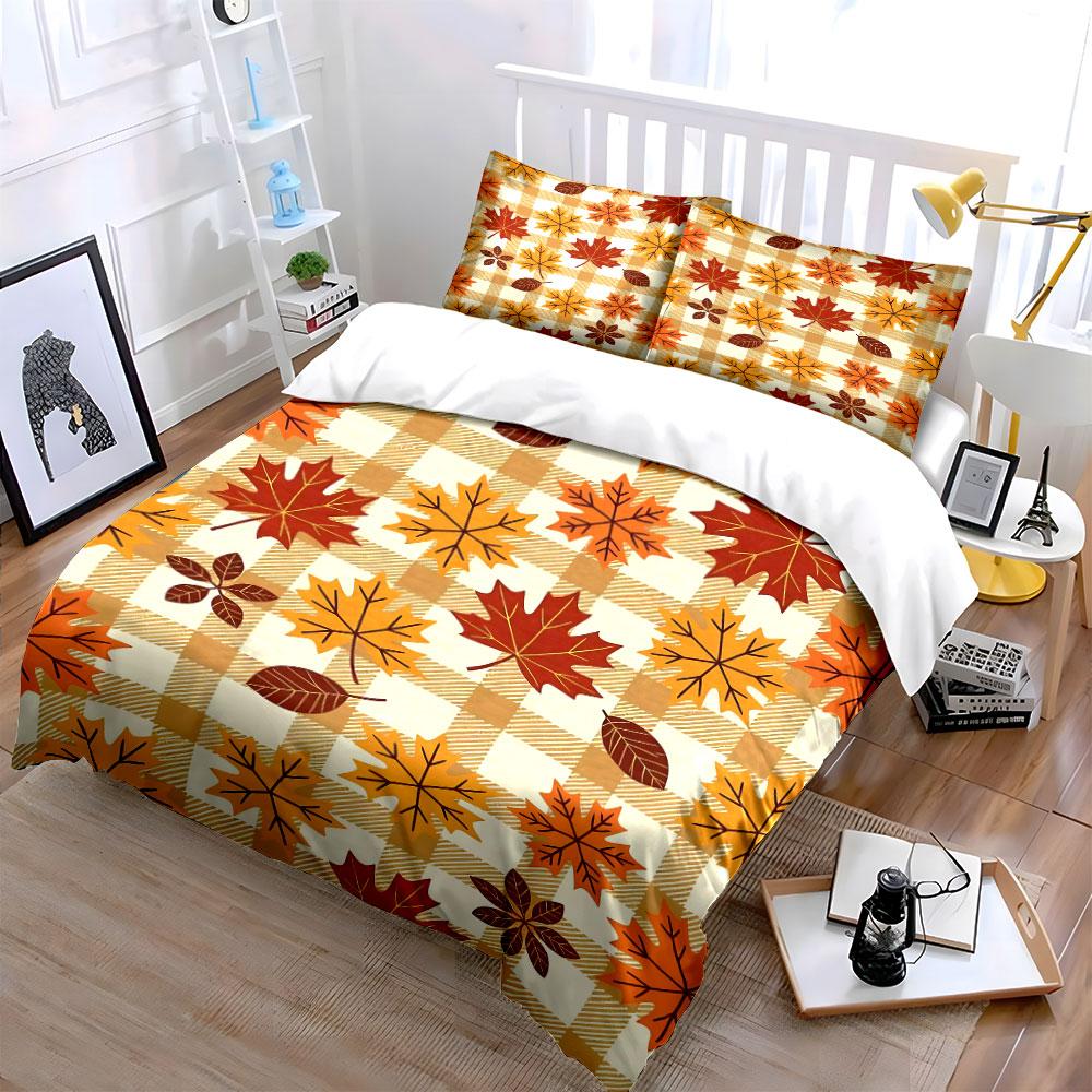 Autumn Maple Leaf Bedding Set Bedding Duvet Cover Set Duvet Cover Pillowcases (1 * Duvet Cover 2 * Pillowcases, without duvet insert)