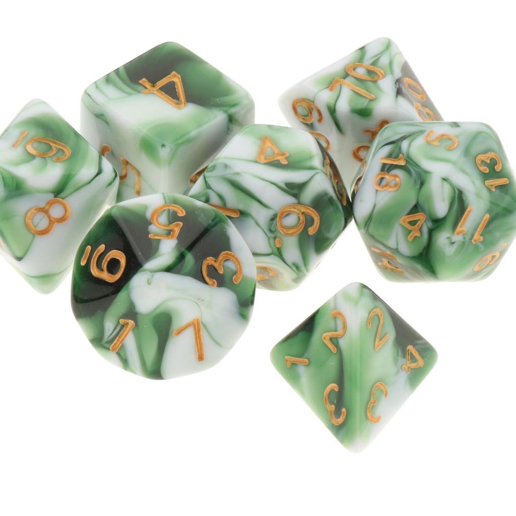 Набор из 7 шт. Акриловые многогранные кубики Double-Colors D8 D10 D10% D12 D20 для настольных игр, семейных игр, RPG