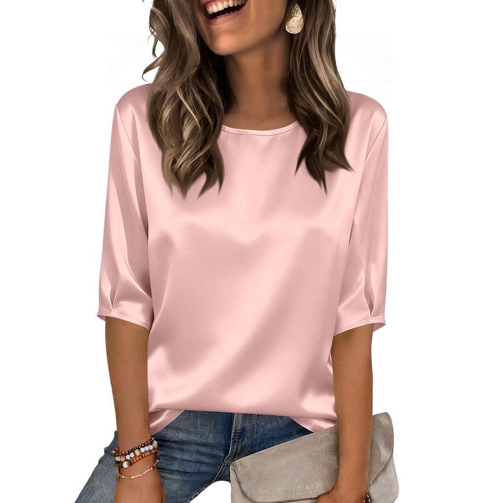 Women's Color Cotton And Linen Camisole Loose Inner 3/4 Sleeve Versatile Bottoming Top