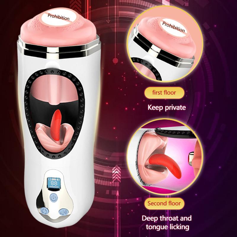 Male Automatic Masturbator Sex Machine Licking Oral Blowjob Deep Throat Vagina Pussy Sucking Masturbation Cup Sex Toys For Men
