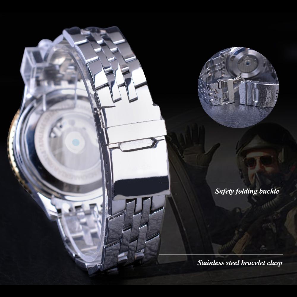 JARAGAR Top Watch Большой циферблат Tuber Flywheel Механические часы Мужская мода Повседневный бизнес Стальной браслет
