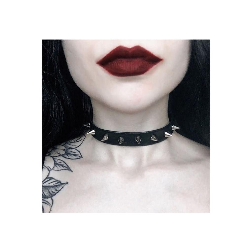 Gothic Punk Short Barbed Faux Leather Collar Necklace Chocker