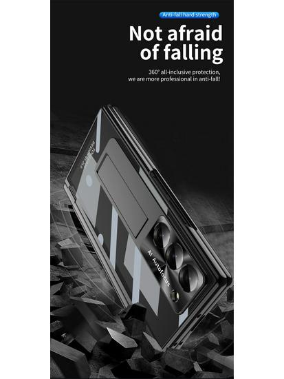 Чехол для Samsung Z Fold7/6: Двойной шарнир, Слот для стилуса, Гальванизированная прозрачная оболочка, Полная защита.