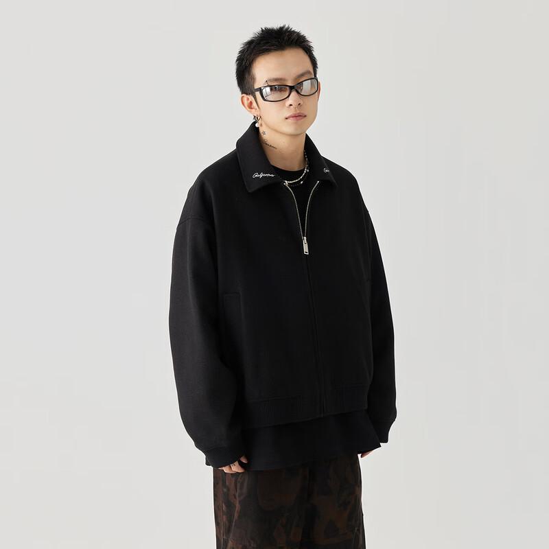 GOLFCROSS Unisex Letter Embroidered Lapel Cardigan Jacket