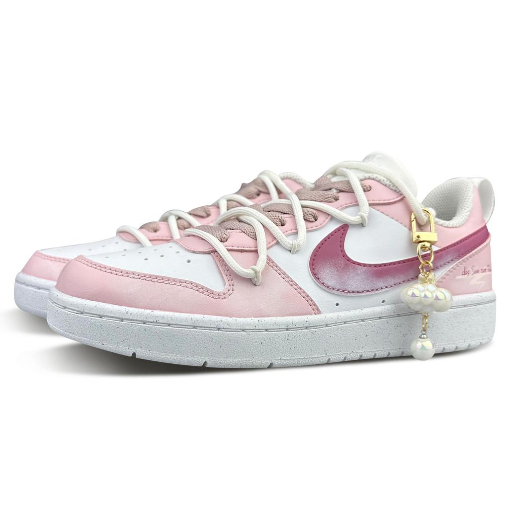 Nike Кроссовки Court Borough Low top Skateboard Shoes GS Бело-розовые DV5456-106(Команда79-)