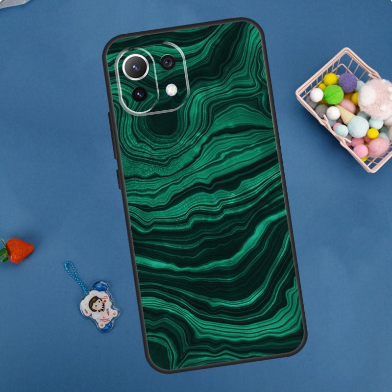 Gold Indigo Faux Malachite Case For Xiaomi 14 13 15 Ultra 11T 12T 13T 14T Pro POCO X7 Pro X3 X5 F5 F6 M6 X6 Pro Cover