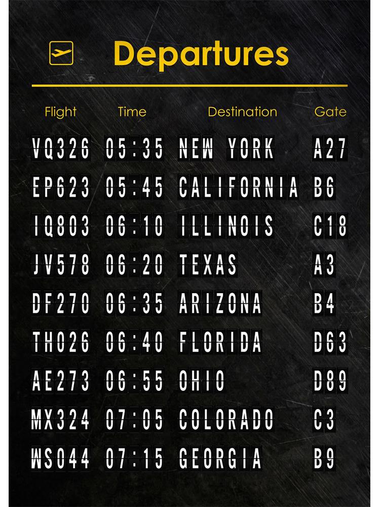 Винтажная доска аэропорта, доска прибытия, постеры с принтом, холст, картина, мотивационная цитата, настенное искусство, украшение для комнаты