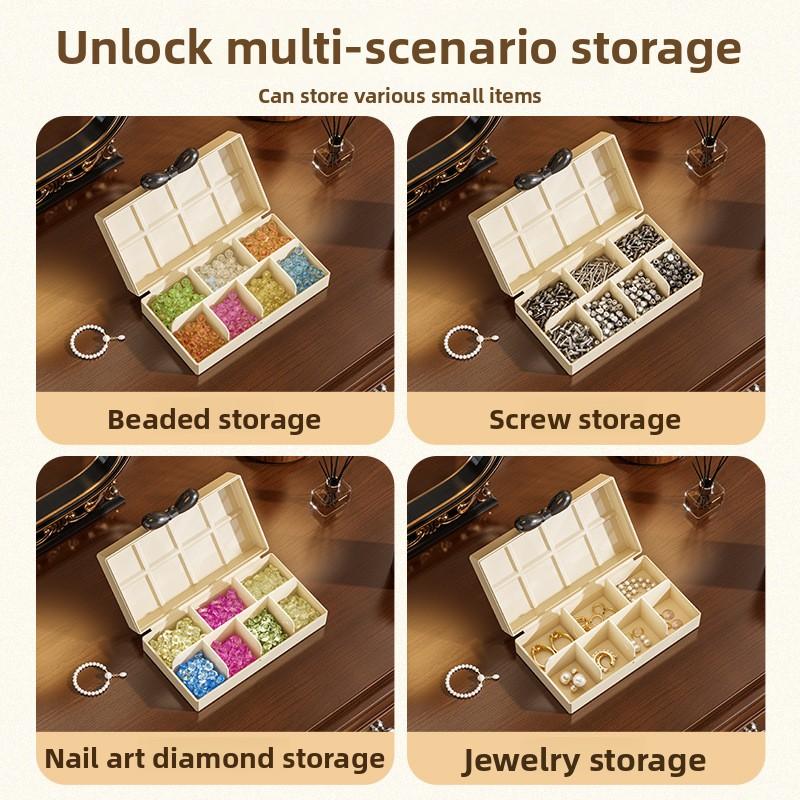 Small portable travel jewelry box, exquisite new model for storing earrings, necklaces, rings, and other accessories with compartments