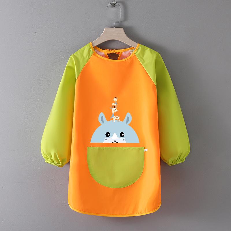 Детский водонепроницаемый художественный фартук с логотипом - Двусторонний фартук для рисования и еды