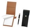 Чехол для мини-блокнота из переработанной коровьей кожи цвета мокко с круглыми кнопками, черный, для смартфона, набор вращающихся шариковых ручек в стиле ретро из металла с сенсорным экраном