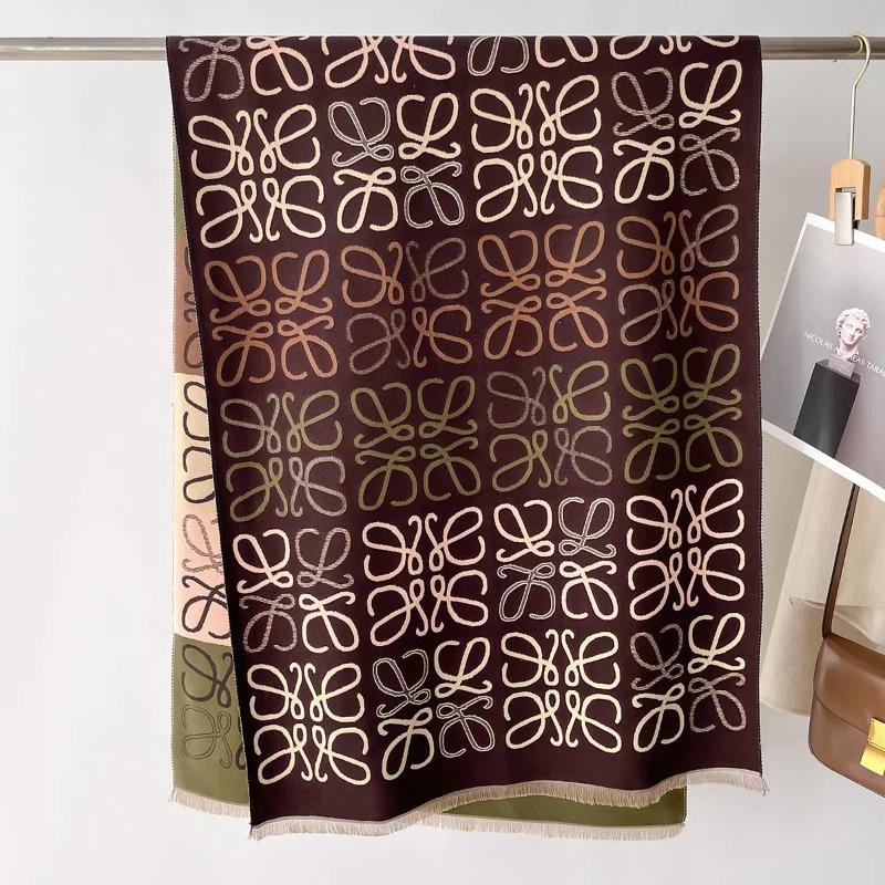 2024 Новый осенне-зимний женский теплый цветочный шарф с геометрическим узором, клетчатый двухсторонний жаккардовый шарф с имитацией кашемира