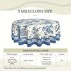 1Pc Chinese Style 60-Inch Round Tablecloth, Blue And White Porcelain Floral & Bird Design, Classic Oriental Style Polyester