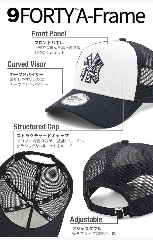 Кепка New Era 9FORTY A-Frame с сеткой и ремешком 15201210, New York Yankees ONSPOTZ Edition со стразами, Один размер, Темно-синий