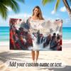 Mountain Landscape Theme Soft Beach Towel Personalized Custom Name Text Towel Portable for Beach Pool Travel