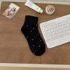 White Polka Dot Socks Medium Tube Socks Summer Thin Solid Color Breathable Short Cotton Socks Simple Mesh Versatile