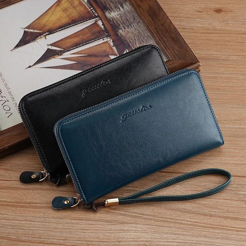 Женский длинный кошелек с RFID-защитой, кошелек-клатч из ПУ-кожи, большая вместимость, на молнии, с ремешком на запястье, держатель для карт, кошелек для телефона