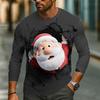Christmas Men's 3D Printed Funny Santa Claus Long Sleeve T-Shirt O-Neck Autumn Winter Casual Comfortable T-shirt