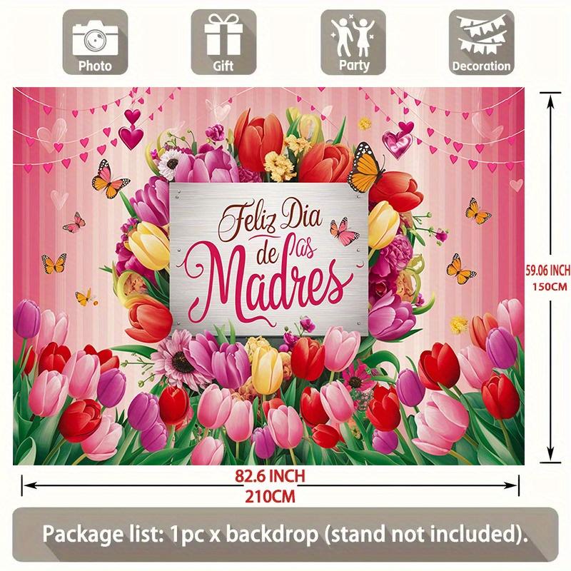 Pink floral balloons romantic mother's day customizable banner background birthday party decoration holiday celebrationbackgroud22
